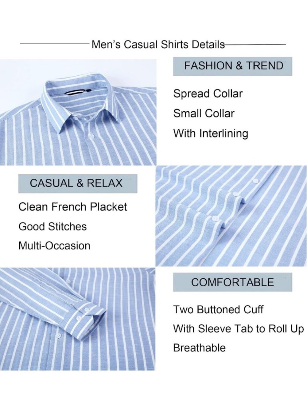 Men's Striped Linen Long Sleeve Button Down Beach Shirt - Lightweight & Stylish - Picture 6 of 8